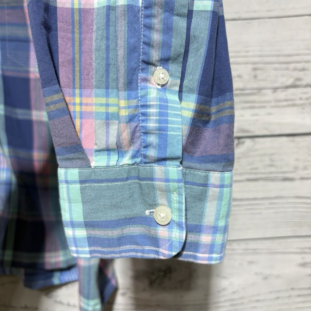 Crown & Ivy XL Shirt Ruffle Collar Easter Pastels Pink Blue Preppy CUTE Upcycled - Picture 4 of 8